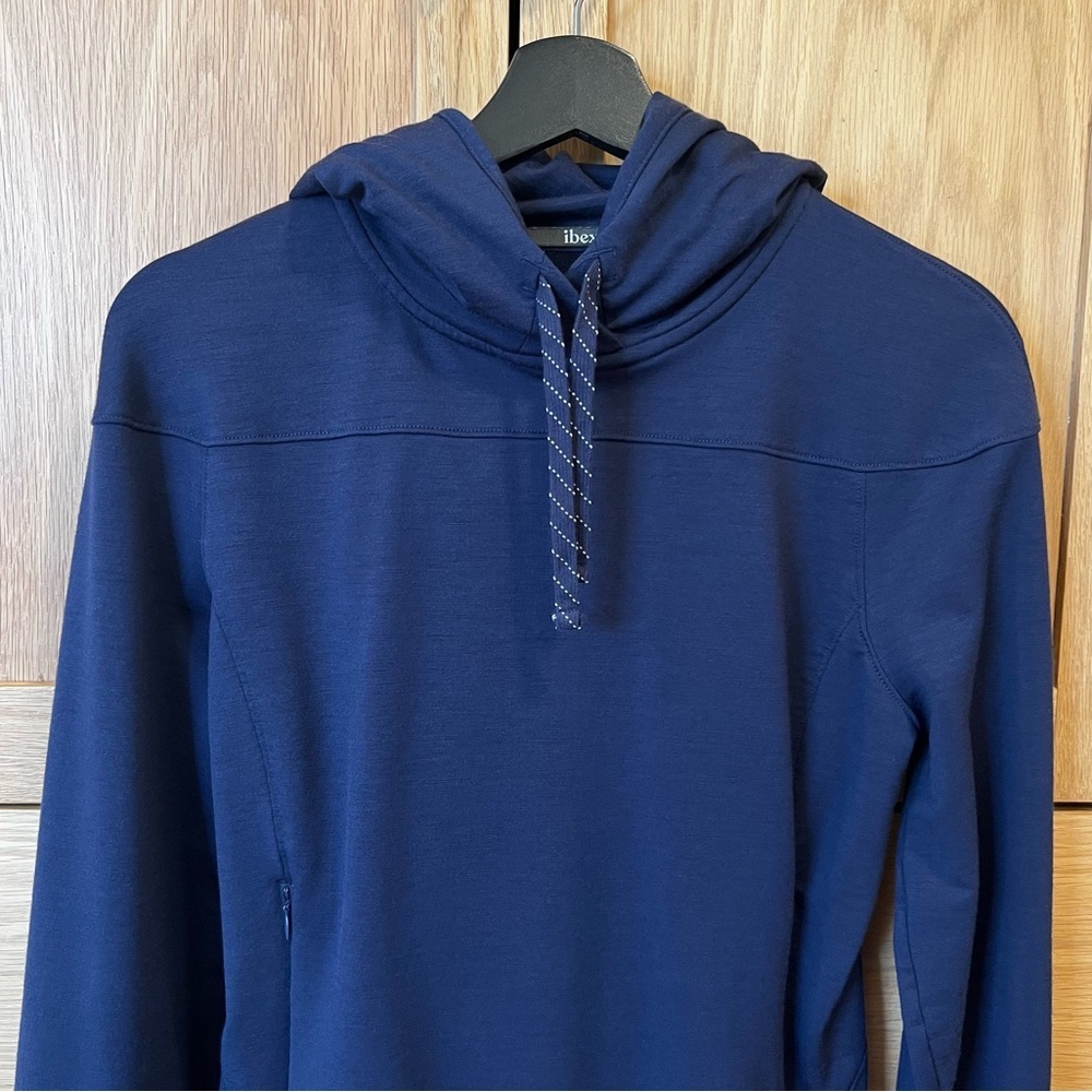 Ibex Women’s Merino Wool Hoodie Sweatshirt Navy Blue Size Small Outdoor Active - Picture 2 of 5